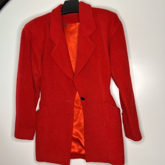 Emanuel Ungaro Parallele Paris Sz 6 Red Wood Tapered Blazer Jacket Coat - Picture 3 of 11